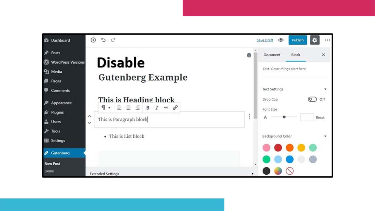 Disable Gutenberg Editor 