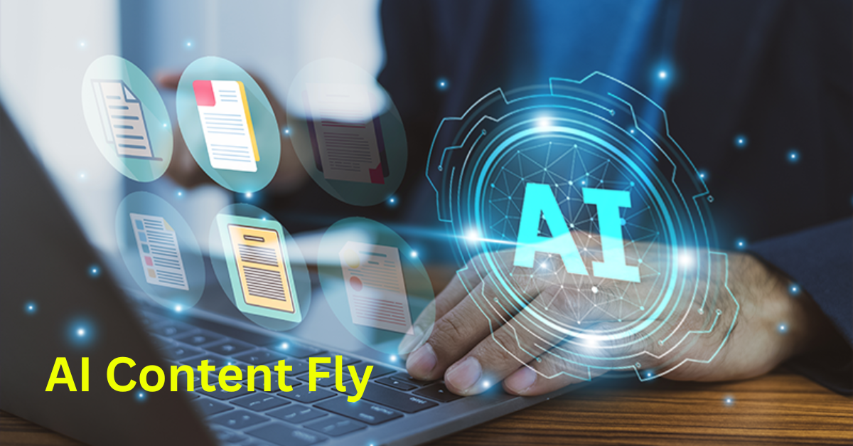 AI Content Fly dashboard on laptop screen