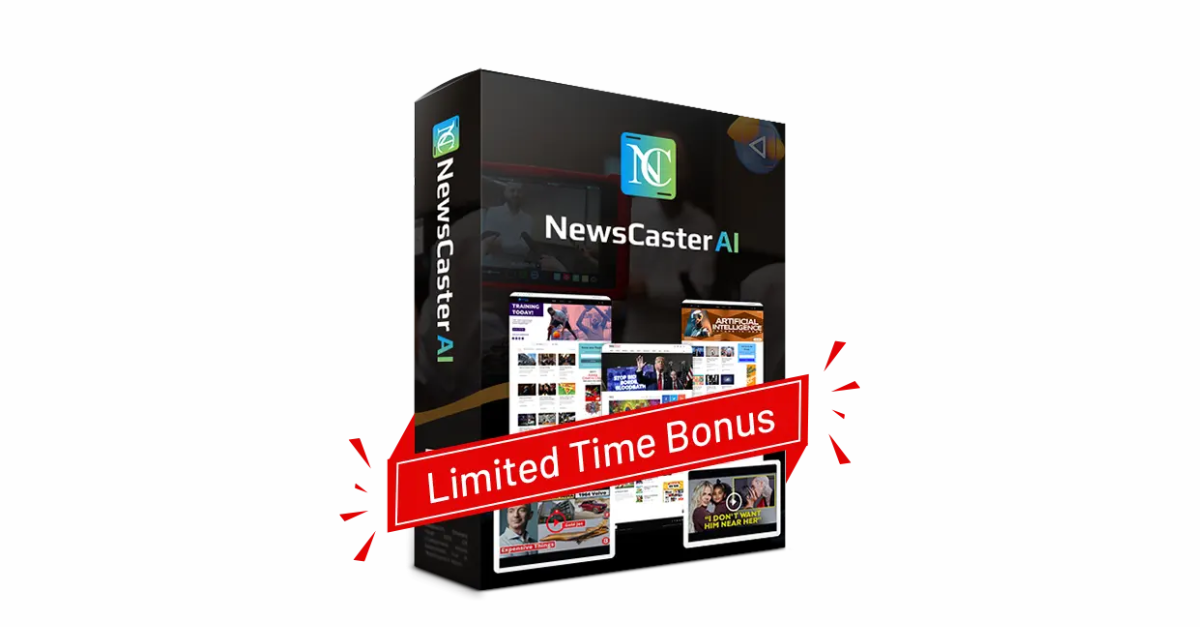NewsCaster AI dashboard showing automated news content